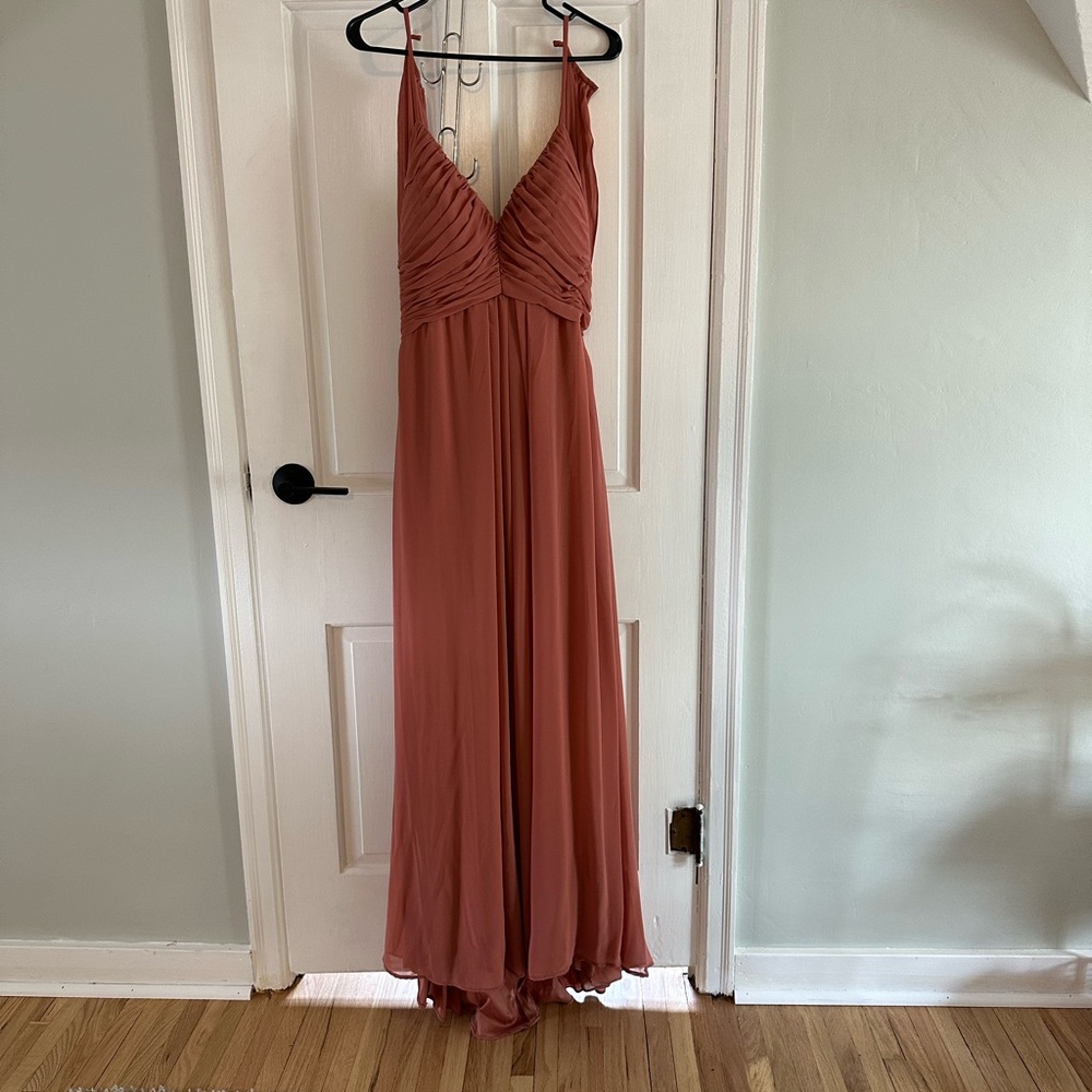 Morilee Bridesmaid dress. Light Terracotta in color.